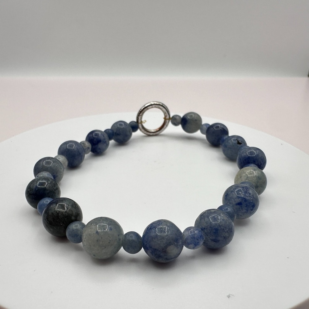 Vintage Y2K Blue Sodalite Quartz Beaded Bracelet Boho Women's Jewelry